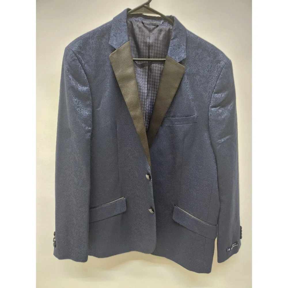 NWT Ben Sherman Mens Navy Paisley Jacquard Tuxedo Blazer